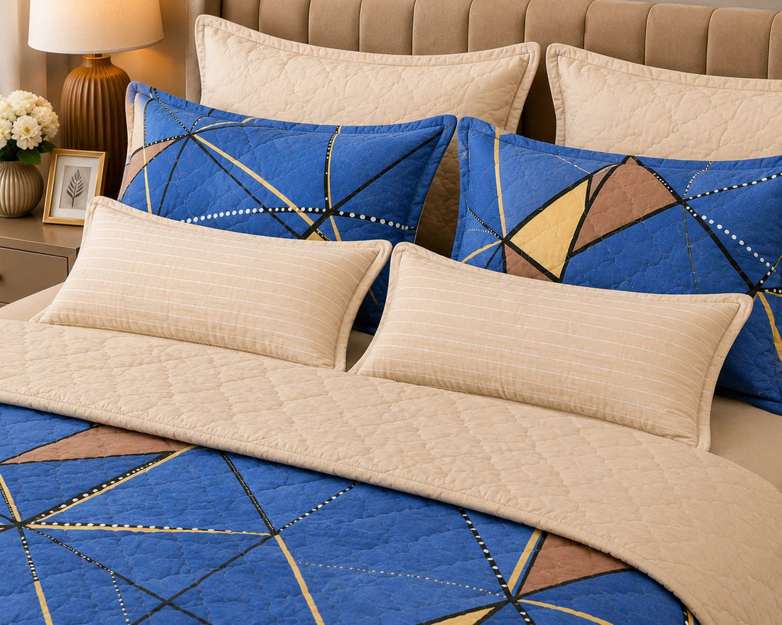 Royal Blue Geometric Triangle Comforter Set