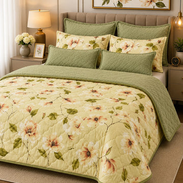 Sage Green Magnolia Floral Comforter Set