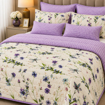 Lavender Wildflower & Dragonfly Comforter Set
