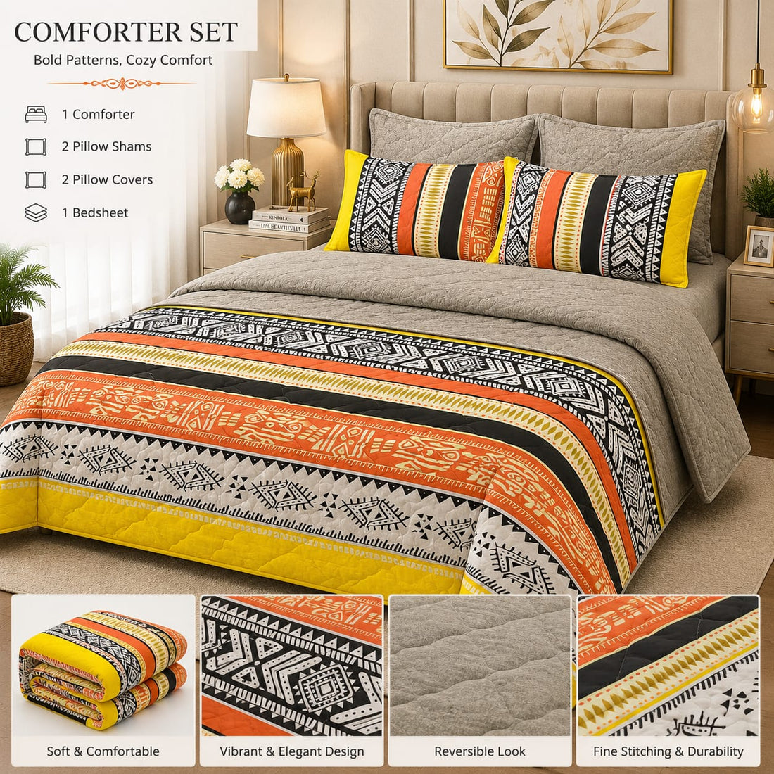 Aztec Tribal Stripe Comforter Set