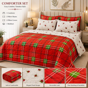 Red Tartan Plaid Comforter Set