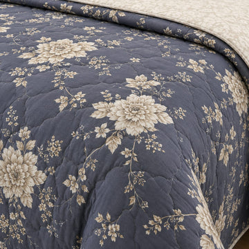 Navy Floral Elegance Comforter Set