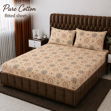 Pure Cotton Fitted Sheet - Boho Medallion